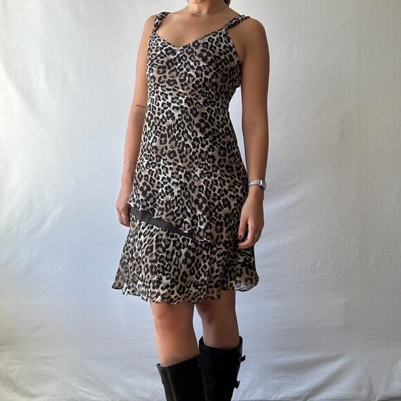 Midi Layered Ruffle Cheetah Dress - Picture 4 of 4